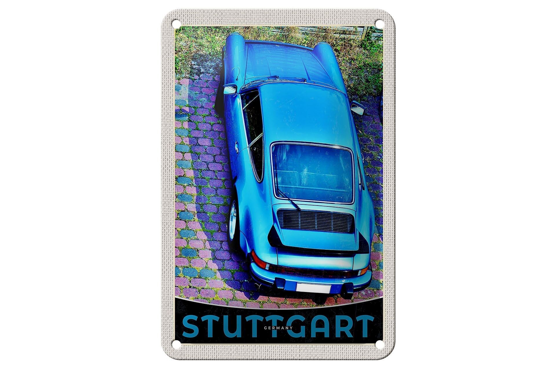 Targa in metallo da viaggio 12x18 cm Stoccarda Germania Veicolo Targa blu