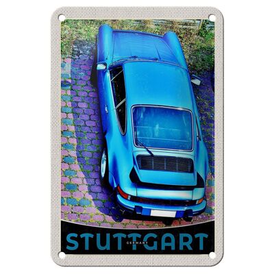 Cartel de chapa de viaje, 12x18cm, Stuttgart, Alemania, vehículo, señal azul
