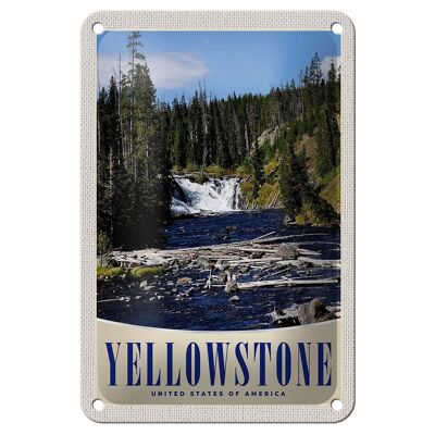 Blechschild Reise 12x18cm Yellowstone Wasserfall Gebirge Natur Schild