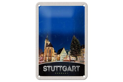 Blechschild Reise 12x18cm Stuttgart Altstadt Gebäude Architektur Schild