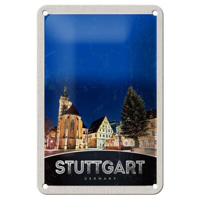 Blechschild Reise 12x18cm Stuttgart Altstadt Gebäude Architektur Schild