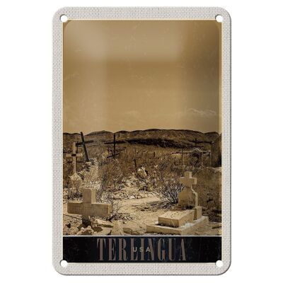 Cartel de chapa de viaje, 12x18cm, Therlingua, EE. UU., América, lápida, cartel del desierto