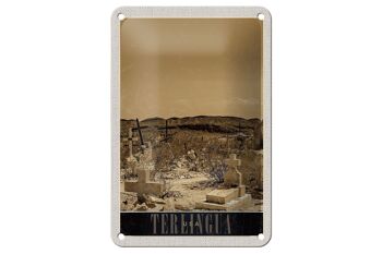 Panneau de voyage en étain, 12x18cm, Therlingua, USA, Amérique, pierre tombale, désert 1