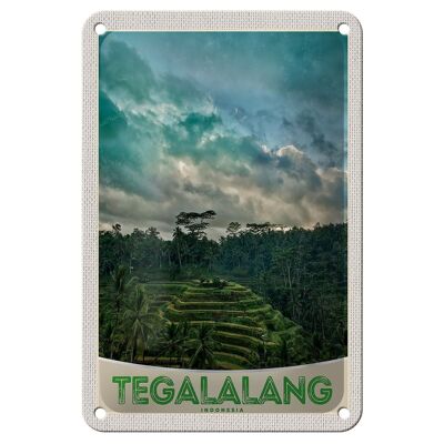 Cartel de chapa de viaje, 12x18cm, Tegalalang, Indonesia, Asia, trópicos