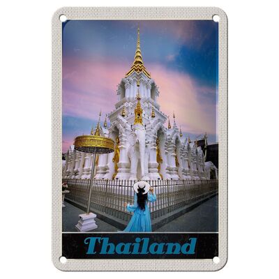 Blechschild Reise 12x18cm Thailand Wait Traimit golden Kloster Schild
