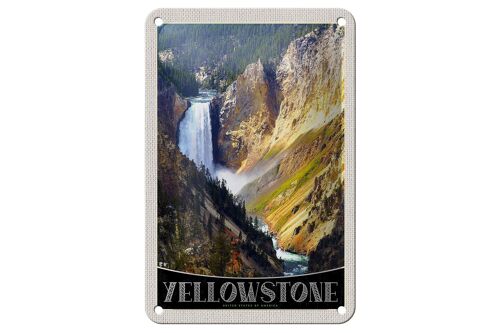 Blechschild Reise 12x18cm Yellowstone Wasserfall Fluss Natur Schild