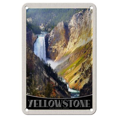 Targa in metallo da viaggio 12x18 cm Yellowstone Waterfall River Nature Sign