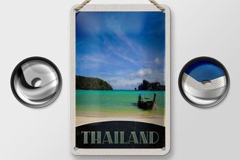 Signe de voyage en étain, 12x18cm, thaïlande, bateau de mer, montagnes, ciel 2