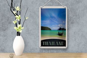 Signe de voyage en étain, 12x18cm, thaïlande, bateau de mer, montagnes, ciel 4