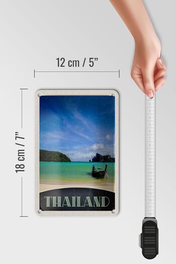 Signe de voyage en étain, 12x18cm, thaïlande, bateau de mer, montagnes, ciel 5