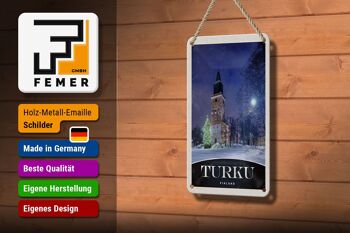 Panneau de voyage en étain, 12x18cm, Turku, finlande, église, neige, hiver 3