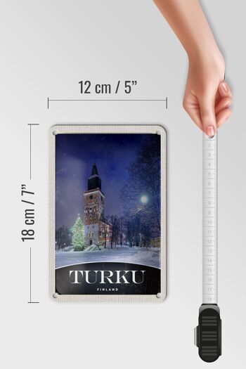 Panneau de voyage en étain, 12x18cm, Turku, finlande, église, neige, hiver 5