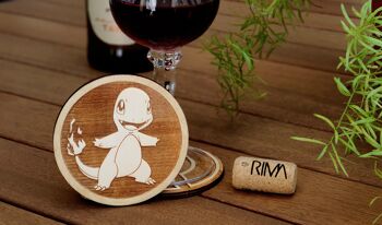 Ensemble de 6 sous-verres en bois Pokemon - Choisissez n'importe quel Pokémon - Porte-gobelet 4