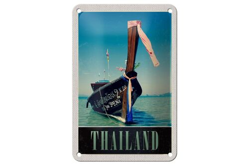 Blechschild Reise 12x18cm Thailand Meer blaues Meer Boot Natur Schild