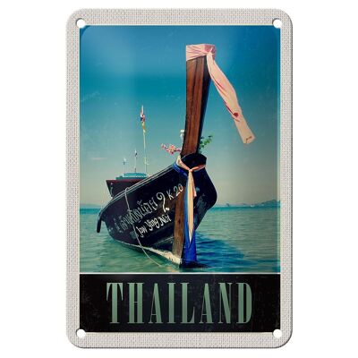 Targa in metallo da viaggio 12x18 cm Thailandia mare blu mare barca natura segno