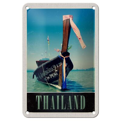 Blechschild Reise 12x18cm Thailand Meer blaues Meer Boot Natur Schild