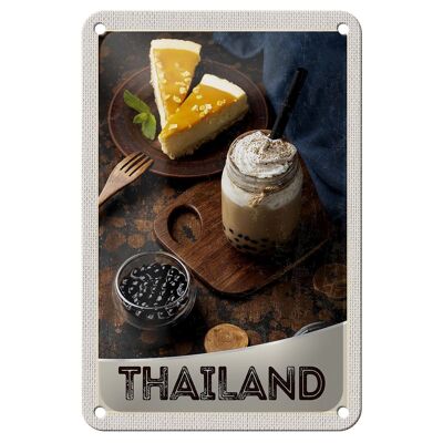 Blechschild Reise 12x18cm Thailand Urlaub Essen Kuchen Getränk Schild