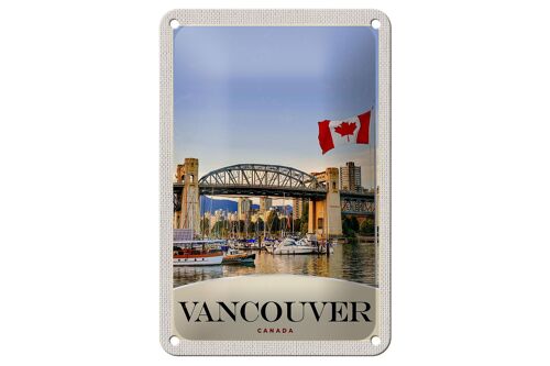 Blechschild Reise 12x18cm Vancouver Kanada Meer Brücke Urlaub Schild