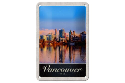 Blechschild Reise 12x18cm Vancouver Kanada Meer Hochhaus Urlaub Schild