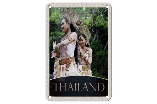 Blechschild Reise 12x18cm Thailand Tropen Natur Frau Religion Schild