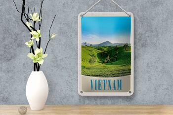 Panneau de voyage en étain, 12x18cm, Vietnam, nature, prairie, Agriculture, arbres 4