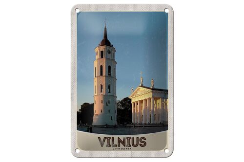 Blechschild Reise 12x18cm Vilnius Litauen Kirche Architektur Schild