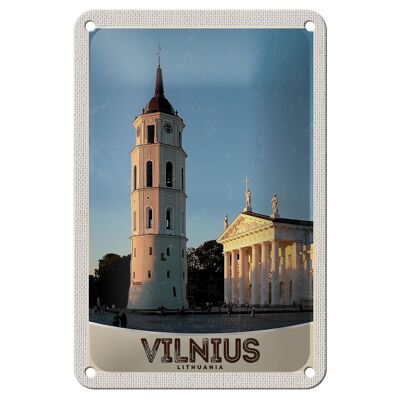 Targa in metallo da viaggio 12x18 cm Vilnius Lituania Architettura della chiesa
