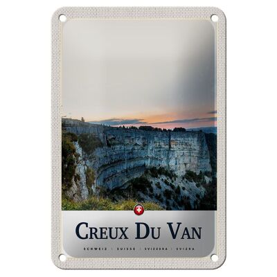 Cartel de chapa de viaje, 12x18cm, Creux du Van, Suiza, Europa, montañas