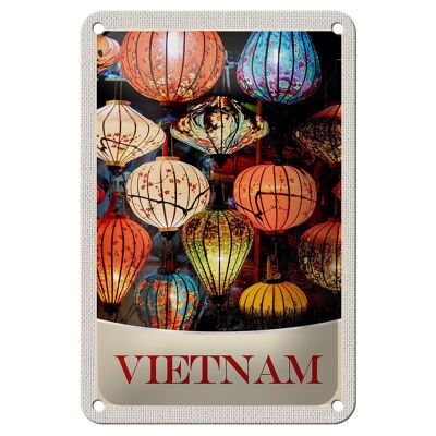 Targa in metallo da viaggio 12x18 cm Vietnam Asia segno culturale lanterna colorata