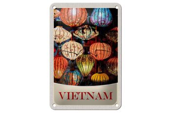 Panneau de voyage en étain, 12x18cm, signe de culture de lanterne colorée du Vietnam et de l'asie 1
