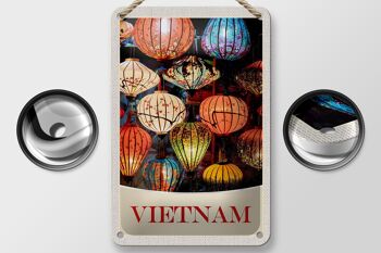 Panneau de voyage en étain, 12x18cm, signe de culture de lanterne colorée du Vietnam et de l'asie 2