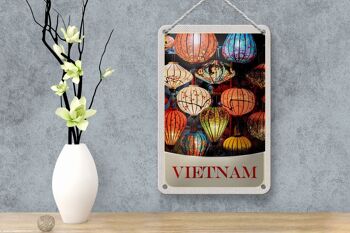 Panneau de voyage en étain, 12x18cm, signe de culture de lanterne colorée du Vietnam et de l'asie 4