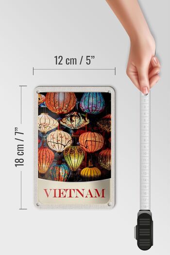 Panneau de voyage en étain, 12x18cm, signe de culture de lanterne colorée du Vietnam et de l'asie 5