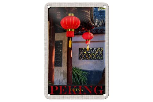 Blechschild Reise 12x18cm Peking China Kultur rote Laterne Schild