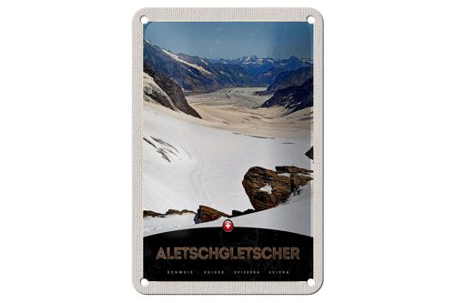 Blechschild Reise 12x18cm Aletschgletscher Schweiz Schnee Natur Schild