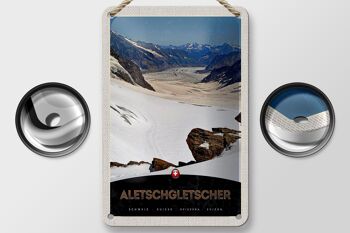 Panneau de voyage en étain 12x18cm, panneau de voyage, glacier d'aletsch, suisse, neige, nature 2