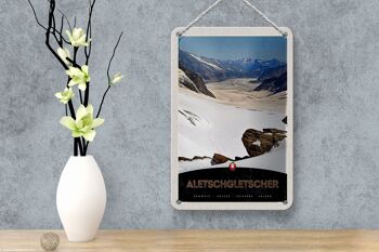 Panneau de voyage en étain 12x18cm, panneau de voyage, glacier d'aletsch, suisse, neige, nature 4