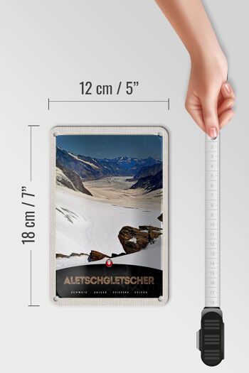 Panneau de voyage en étain 12x18cm, panneau de voyage, glacier d'aletsch, suisse, neige, nature 5