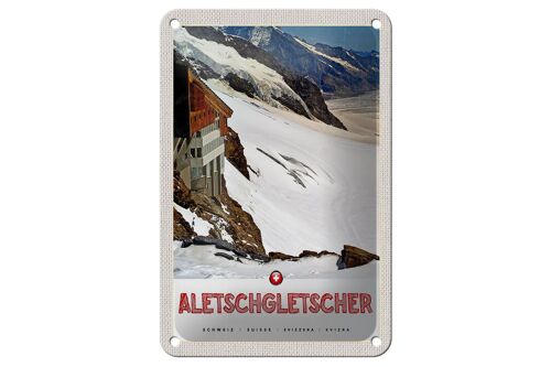 Blechschild Reise 12x18cm Aletschgletscher Schweiz Schnee Winter Schild