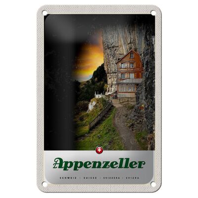 Blechschild Reise 12x18cm Appenzeller Gebirge Gebäude Schweiz Schild