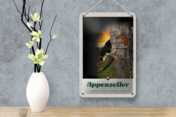 Panneau de voyage en étain, 12x18cm, bâtiment des montagnes d'appenzeller, signe de suisse 4