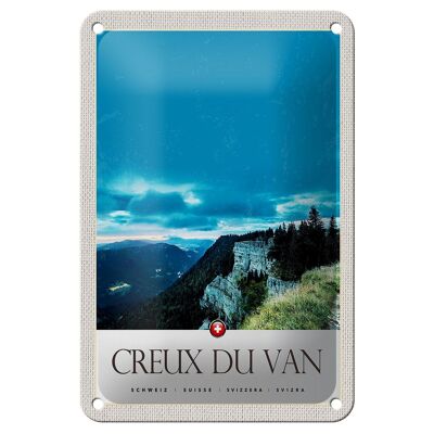 Targa in metallo da viaggio 12x18 cm Creux du Van View Mountains Holiday Sign