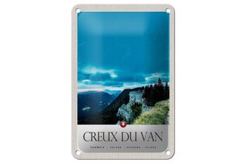 Panneau de voyage en étain 12x18cm, panneau de vacances avec vue sur les montagnes du Creux du Van 1