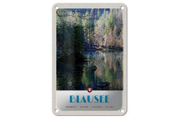Panneau de voyage en étain, 12x18cm, Blausee, suisse, forêt naturelle, signe de vacances 1