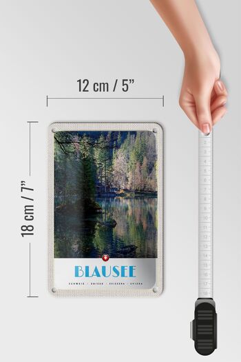 Panneau de voyage en étain, 12x18cm, Blausee, suisse, forêt naturelle, signe de vacances 5