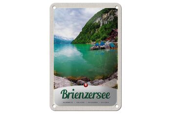Panneau de voyage en étain, 12x18cm, lac de Brienz, suisse, bateau, montagnes 1