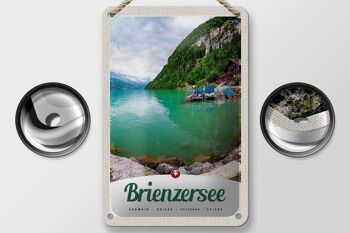 Panneau de voyage en étain, 12x18cm, lac de Brienz, suisse, bateau, montagnes 2