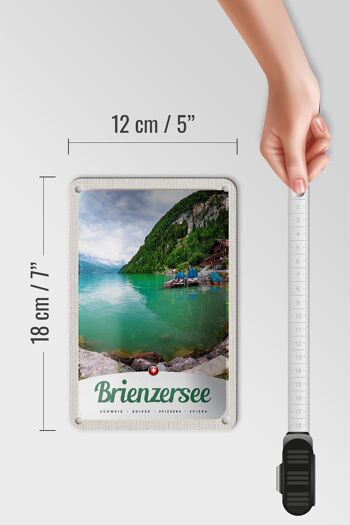 Panneau de voyage en étain, 12x18cm, lac de Brienz, suisse, bateau, montagnes 5