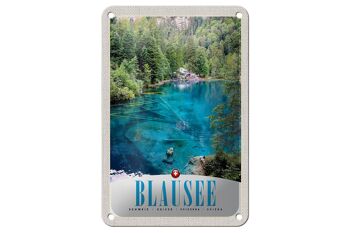 Panneau de voyage en étain, 12x18cm, Blausee, suisse, Nature, forêt, montagnes 1