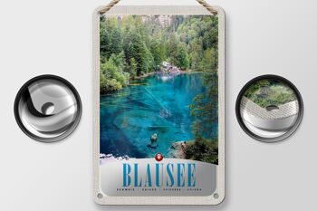 Panneau de voyage en étain, 12x18cm, Blausee, suisse, Nature, forêt, montagnes 2